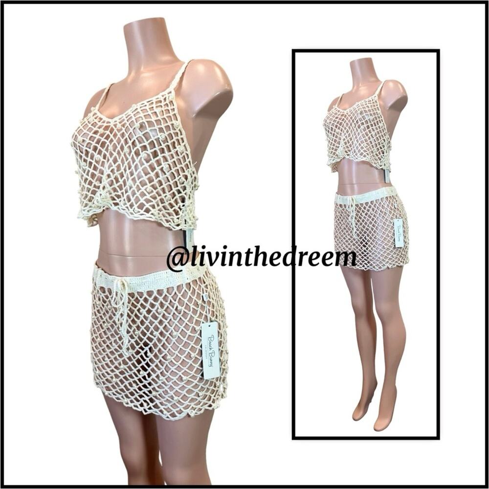 BEACH BUNNY Bianca Tank & Mini Skirt - Ivory Large Set $158 - Picture 4 of 16